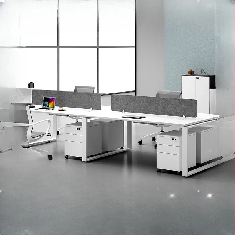White staff desk screen workstation office computer table and chair combination simple furniture
White staff desk screen workstation office computer table and chair combination simple furniture
