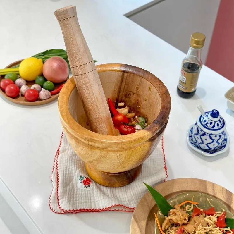 Natural Acacia Wood Mortar and Pestle Set Household Commercial Garlic Grinder Bowl for Thai Spices Herb Mashing Kitchen Tool
Natural Acacia Wood Mortar and Pestle Set Household Commercial Garlic Grinder Bowl for Thai Spices Herb Mashing Kitchen Tool