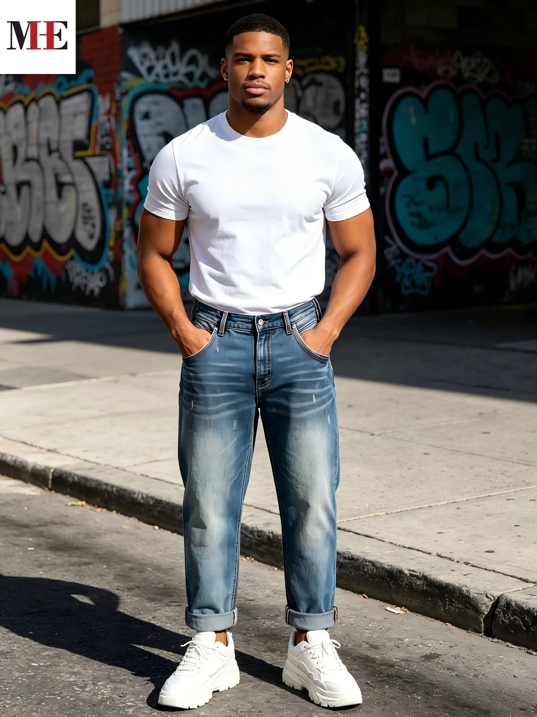 HME Men's Vintage Denim Pants, Straight Fit Washed Jeans with Contrast Stitching for Casual Wear
HME Men's Vintage Denim Pants, Straight Fit Washed Jeans with Contrast Stitching for Casual Wear