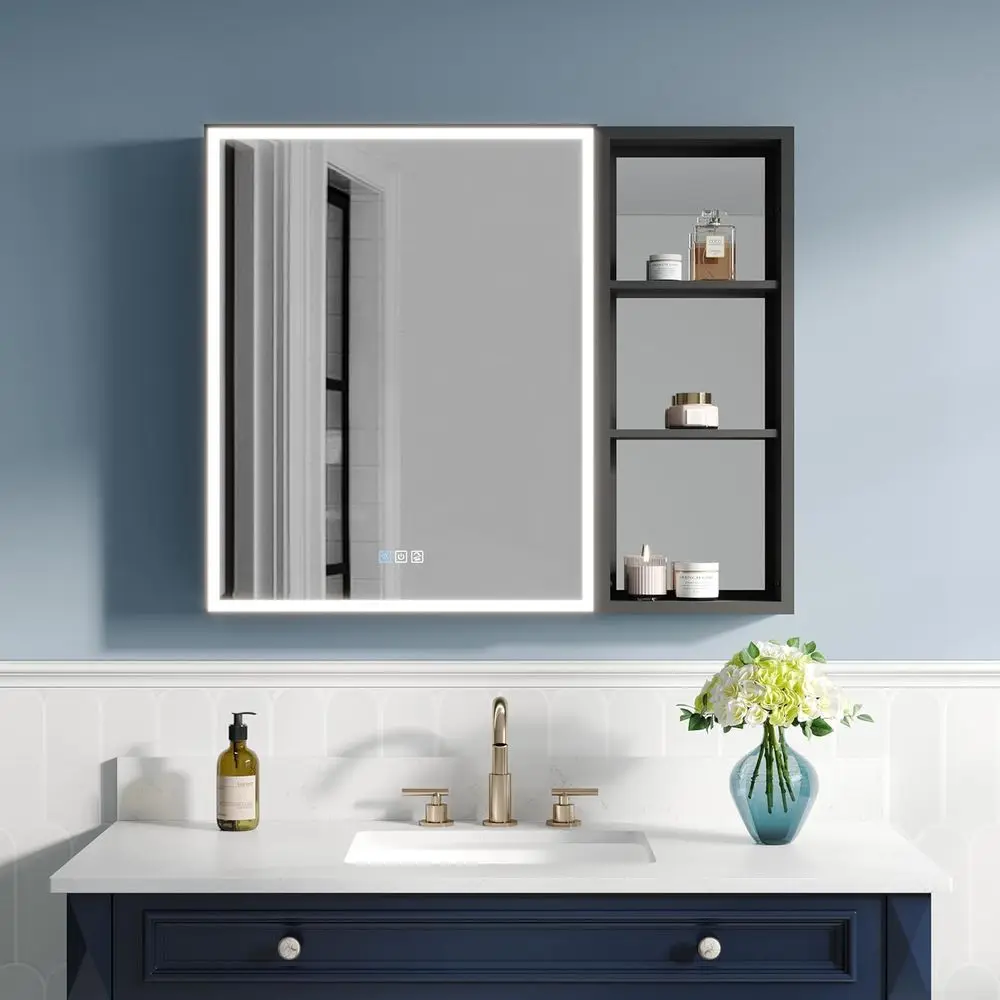 LED Mirrored Bathroom Cabinet 36x30 with Black Side, USB Ports & Adjustable Lighting
LED Mirrored Bathroom Cabinet 36x30 with Black Side, USB Ports & Adjustable Lighting