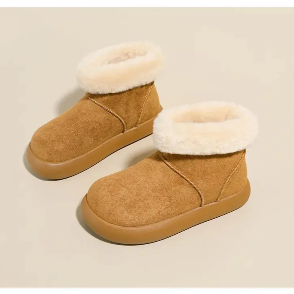 Новый кожаный мех Big Potato в минималистском стиле с высоким берцем и добавлением меха, большие зимние ботинки картофеля с плюшем, модные и повседневные.
Новый кожаный мех Big Potato в минималистском стиле с высоким берцем и добавлением меха, большие зимние ботинки картофеля с плюшем, модные и повседневные.