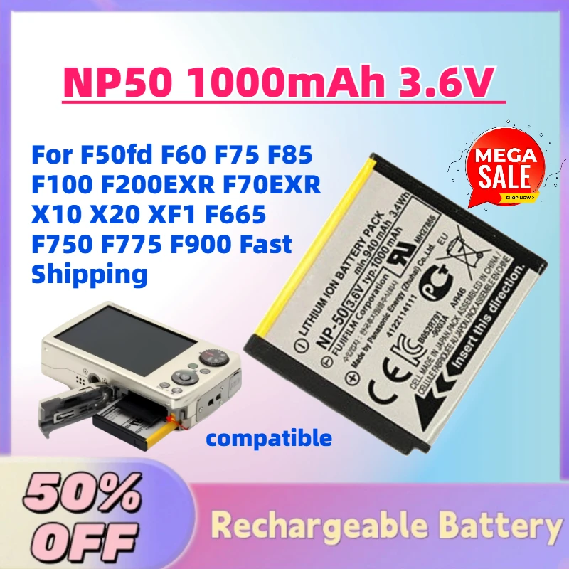 New NP50 1000mAh 3.6V Digital Battery for F50fd F60 F75 F85 F100 F200EXR F70EXR X10 X20 XF1 F665 F750 F775 F900 Fast Shipping
New NP50 1000mAh 3.6V Digital Battery for F50fd F60 F75 F85 F100 F200EXR F70EXR X10 X20 XF1 F665 F750 F775 F900 Fast Shipping