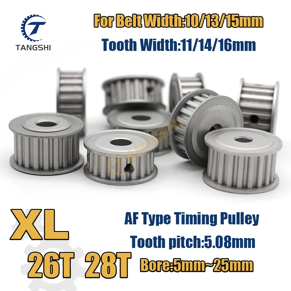 XL 26 teeth 28 Teeth Synchronous Timing Pulley Bore 5mm to 25mm for Width 10/13/15mm Belt XL 26 Teeth 28 Teeth Timing Pulley
XL 26 teeth 28 Teeth Synchronous Timing Pulley Bore 5mm to 25mm for Width 10/13/15mm Belt XL 26 Teeth 28 Teeth Timing Pulley