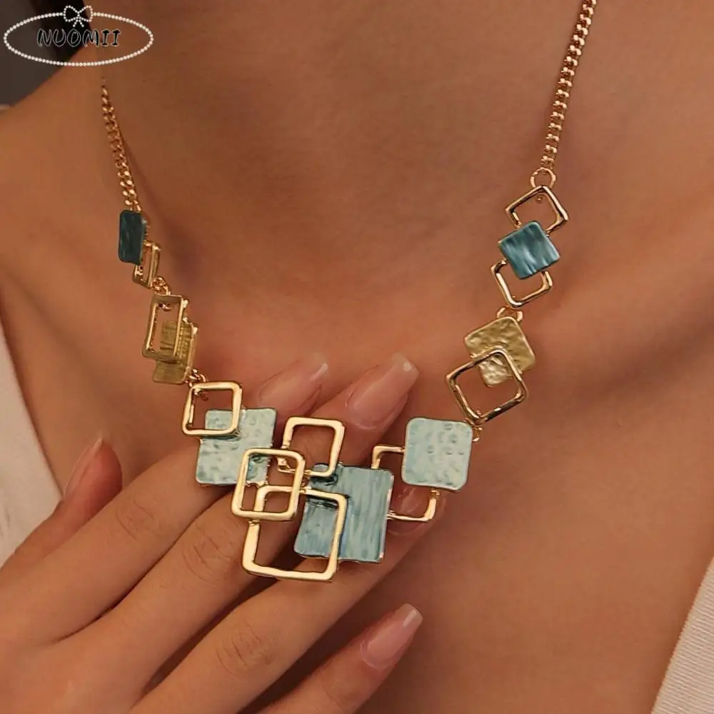 Personality Geometric Necklace Bracelet Earrings Hollow Out Vintage Square Bracelet Enamel Metal Vintage Colored Necklace Party
Personality Geometric Necklace Bracelet Earrings Hollow Out Vintage Square Bracelet Enamel Metal Vintage Colored Necklace Party