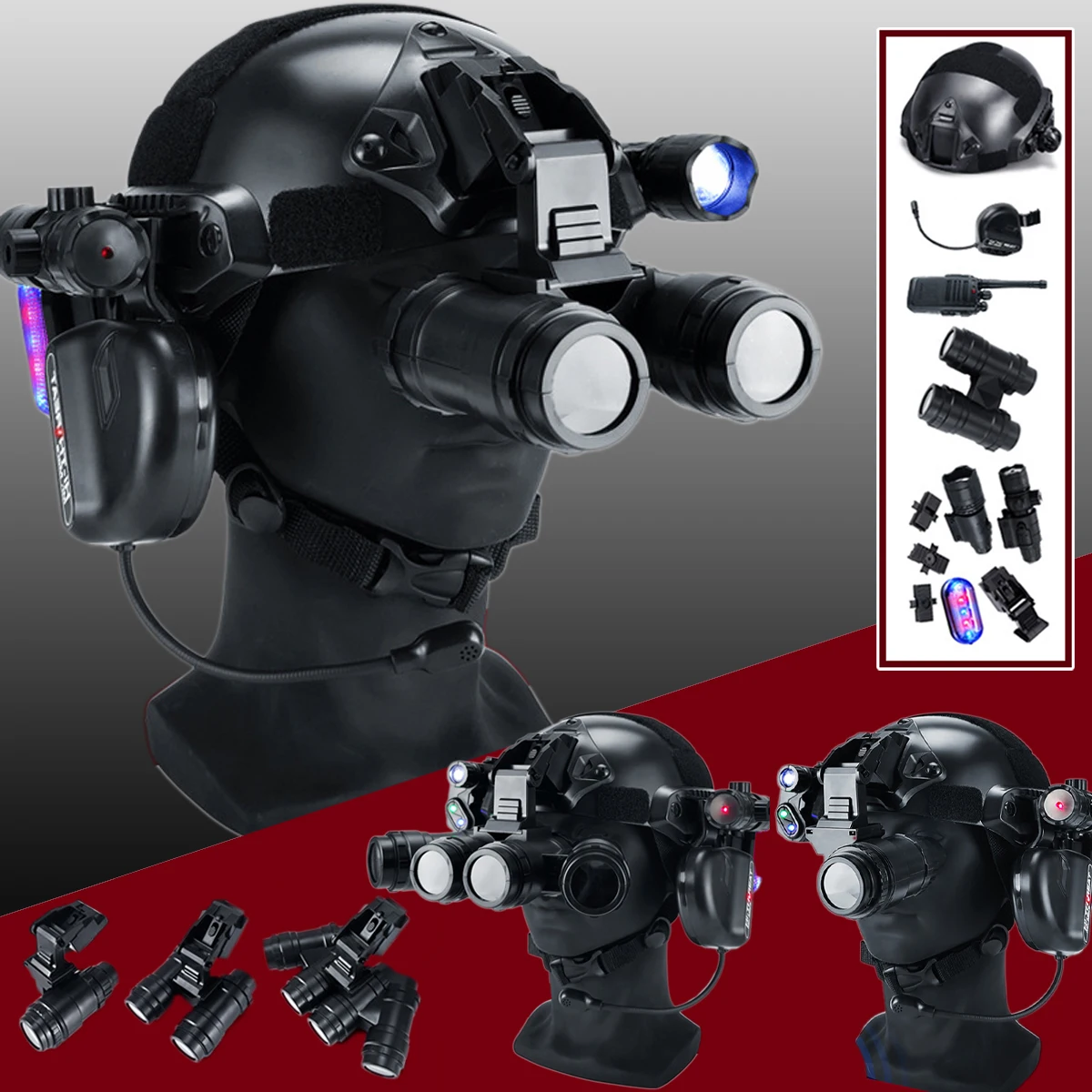 Tactical Headset Helmet Set with Night Vision Model Telescope Walkie-Talkie Laser for Military Fans Children Outdoor Battle Game
Tactical Headset Helmet Set with Night Vision Model Telescope Walkie-Talkie Laser for Military Fans Children Outdoor Battle Game