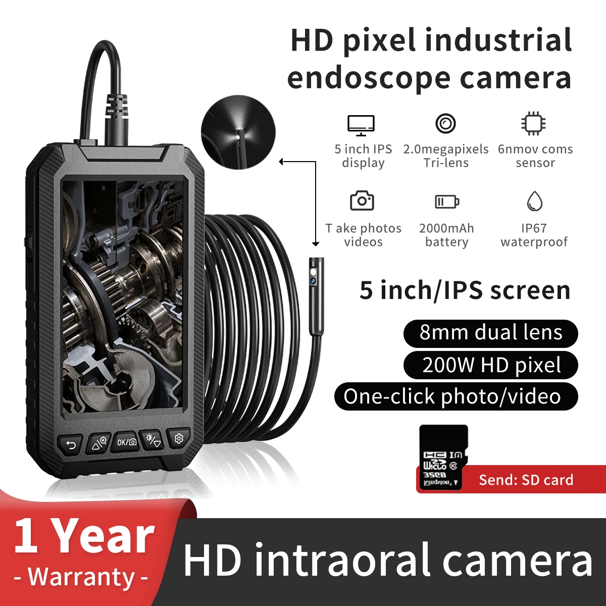 Industrial endoscope high-definition 5-inch high-definition screen 8mm visual vehicle maintenance engine sewer detection lens
Industrial endoscope high-definition 5-inch high-definition screen 8mm visual vehicle maintenance engine sewer detection lens