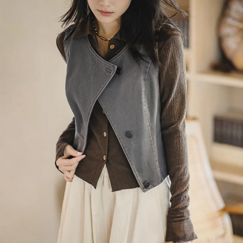 Maden Casual Sleeveless Cardigan Vest Women's Spring and Summer Vintage Single Breasted Layering Waistcoat Versatile Tank Tops
Maden Casual Sleeveless Cardigan Vest Women's Spring and Summer Vintage Single Breasted Layering Waistcoat Versatile Tank Tops