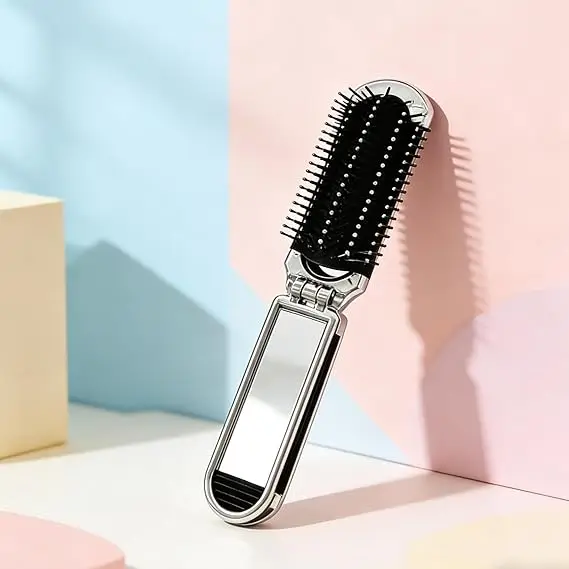 Silver Folding Hair Brush Mirror Portable Pocket Travel Comb
Silver Folding Hair Brush Mirror Portable Pocket Travel Comb
