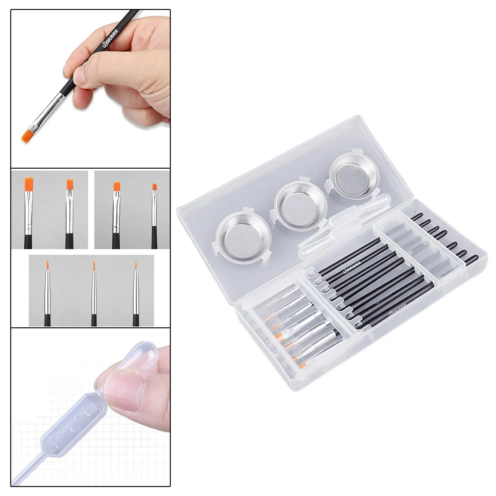 Painting Brush Palette Set Paint Tray Palettes Washable Droppers for Hobby Paint
Painting Brush Palette Set Paint Tray Palettes Washable Droppers for Hobby Paint