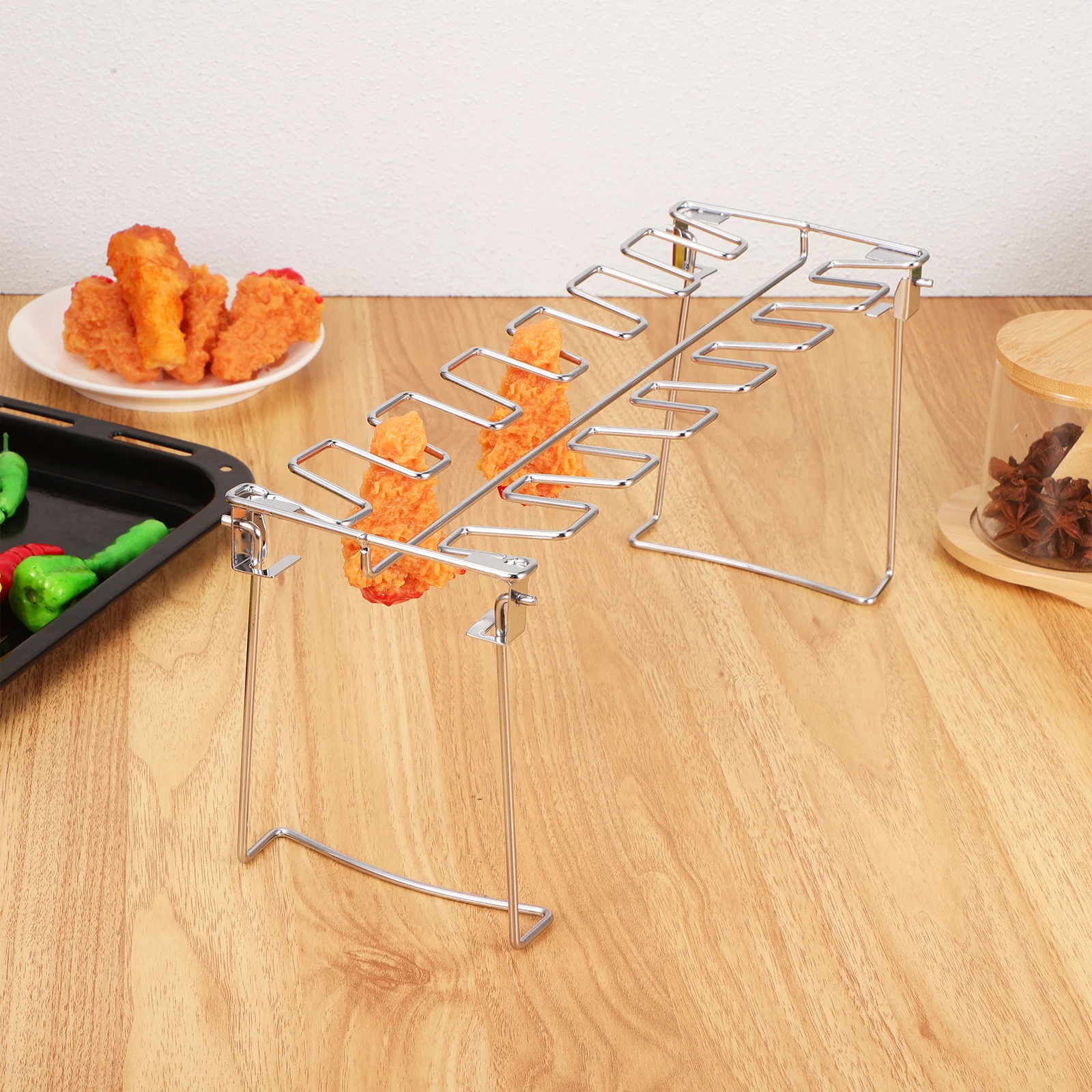 Foldable Stainless Steel Grill Stand For Bbq Roasting Drumsticks Wings Even Heat Distribution Wing Leg Grilled Chicken
Foldable Stainless Steel Grill Stand For Bbq Roasting Drumsticks Wings Even Heat Distribution Wing Leg Grilled Chicken