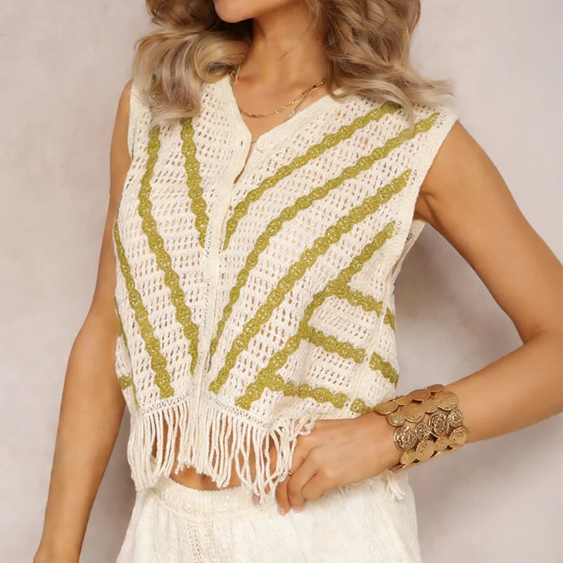 Vintage Embroidered Striped Vest Women Crochet Top Ethnic Shirt Blouse Cardigan Vests Tops Boho Vacation Summer 2026
Vintage Embroidered Striped Vest Women Crochet Top Ethnic Shirt Blouse Cardigan Vests Tops Boho Vacation Summer 2026
