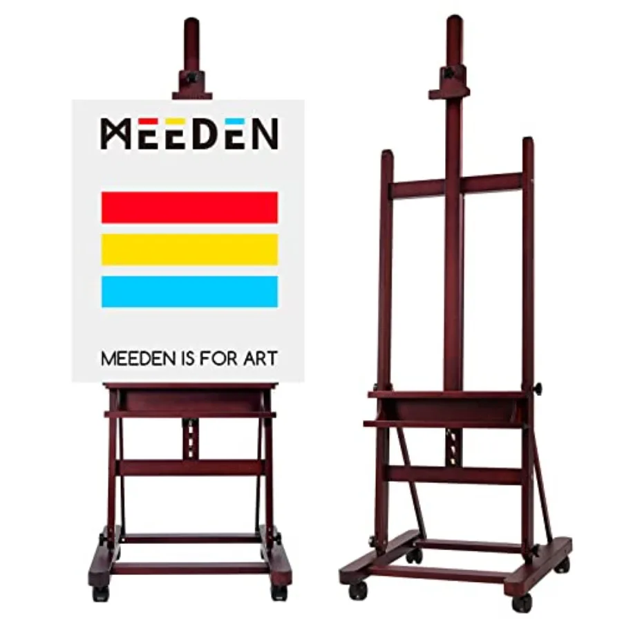 Large Studio Artist Easel for painting studios, solid beech wood H-frame, deep walnut color, holds up to 48 canvas, includes la
Large Studio Artist Easel for painting studios, solid beech wood H-frame, deep walnut color, holds up to 48 canvas, includes la
