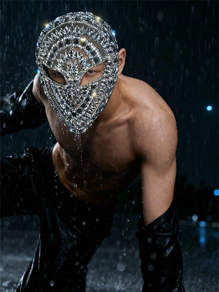 Stage Performance Accessories White Rhinestones Mask Man For Birthday Dance Team Wear Drag Queen Nightclub Party Costume Jacket
Stage Performance Accessories White Rhinestones Mask Man For Birthday Dance Team Wear Drag Queen Nightclub Party Costume Jacket