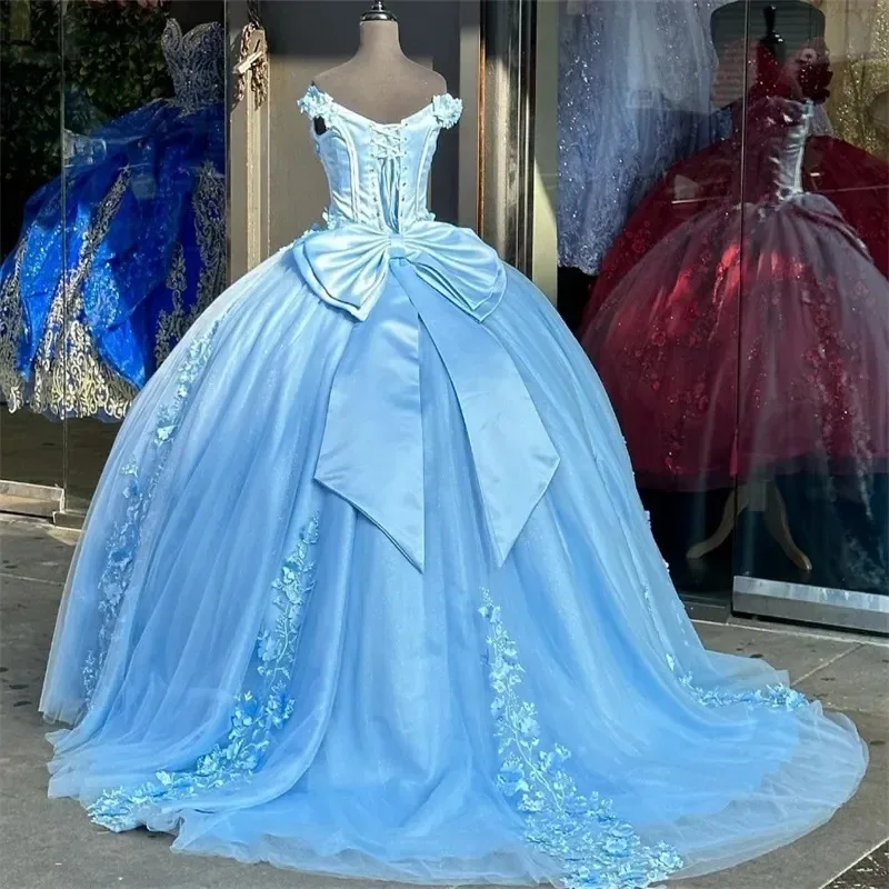Off the Shoulder Ball Gown Quinceanera Dress 2025 Bow Crystal Lace Appliques 3D Flower Tull Sweet 16 Birthday Vestido De 15 Anos
Off the Shoulder Ball Gown Quinceanera Dress 2025 Bow Crystal Lace Appliques 3D Flower Tull Sweet 16 Birthday Vestido De 15 Anos