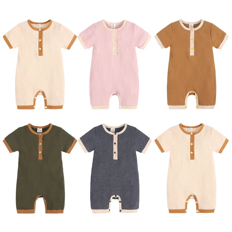 0-24M Unisex Newborn Baby Boy Girl Button Romper Toddler Cotton Patchwork Knit Ribbed Short Sleeve Jumpsuit Infant Clothing
0-24M Unisex Newborn Baby Boy Girl Button Romper Toddler Cotton Patchwork Knit Ribbed Short Sleeve Jumpsuit Infant Clothing