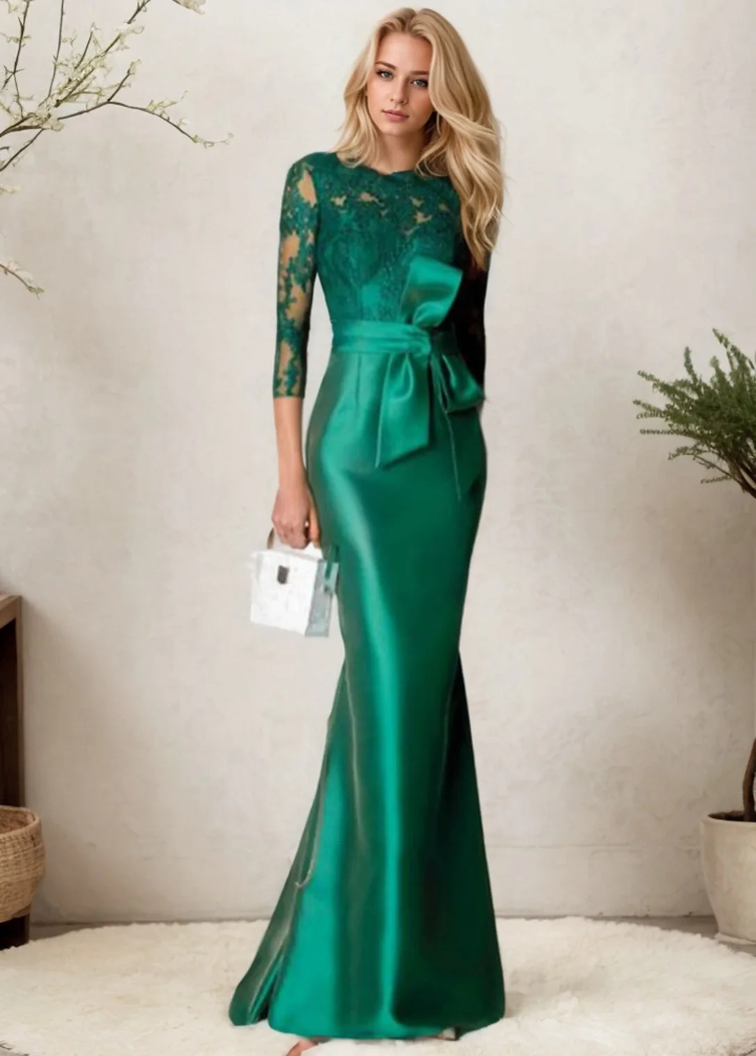 Vintage Elegant Mermaid Formal Evening Dress Satin 3/4 Sleeve Jewel Neck Bow Knot Sash Wedding Guest Dress 2025 Free Customized
Vintage Elegant Mermaid Formal Evening Dress Satin 3/4 Sleeve Jewel Neck Bow Knot Sash Wedding Guest Dress 2025 Free Customized