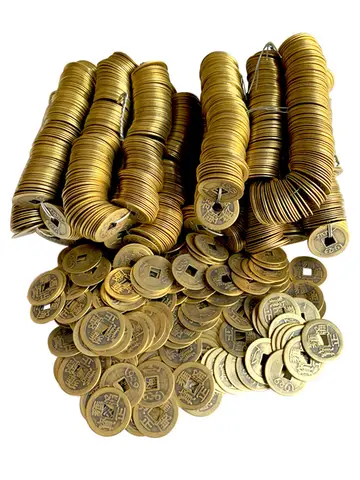 100Pcs Chinese Copper Coins Craft Feng Shui Lucky Blessing Ancient Antique I Ching Currency Retro Collectible Curio Souvenir