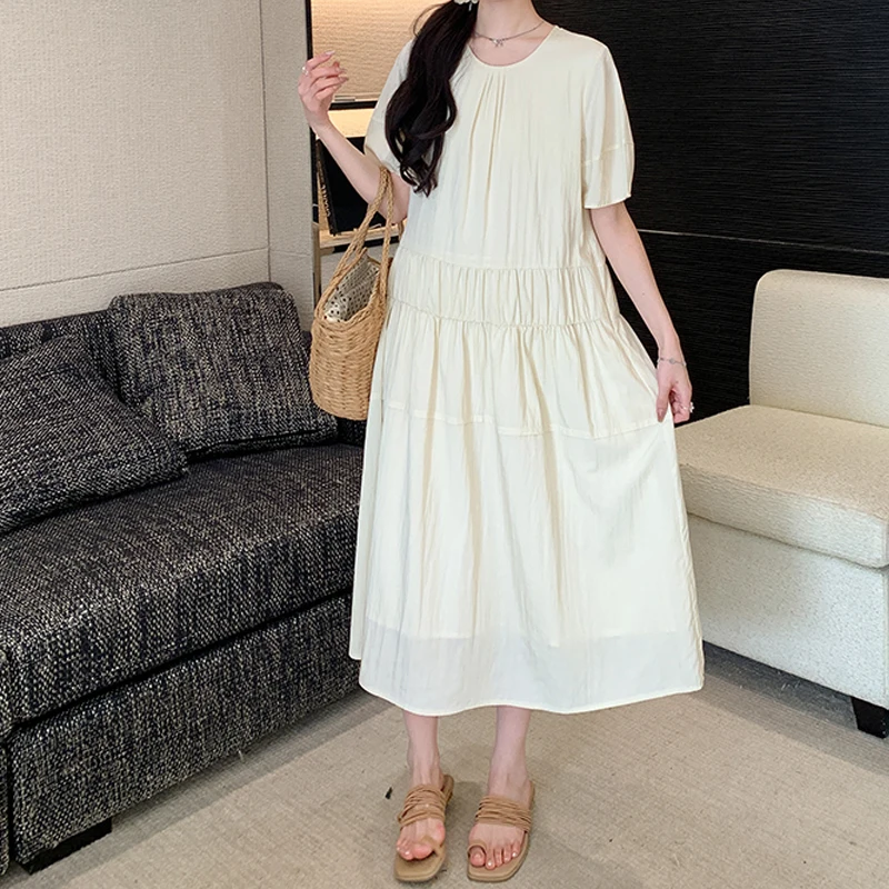 EVNISI Pregnancy Dresses Round Neck Short Sleeved Simple Korean Version Medium Long Pregnant Loose Elegant Dress Fashion New
EVNISI Pregnancy Dresses Round Neck Short Sleeved Simple Korean Version Medium Long Pregnant Loose Elegant Dress Fashion New