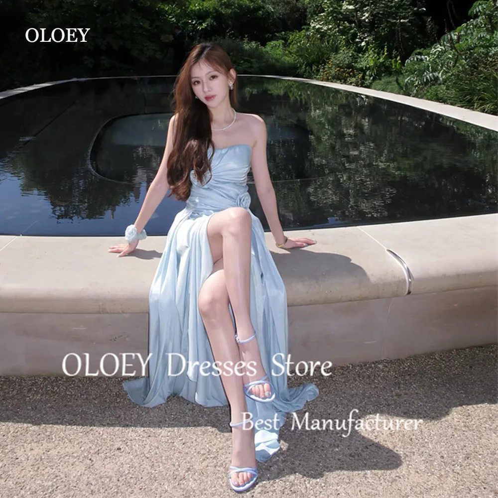 OLOEY Light Blue Silk Chiffon Evening Party Dresses Strapless Flowers Floor Length Prom Gowns Daily Skirt Lovely Sweet Korea
OLOEY Light Blue Silk Chiffon Evening Party Dresses Strapless Flowers Floor Length Prom Gowns Daily Skirt Lovely Sweet Korea
