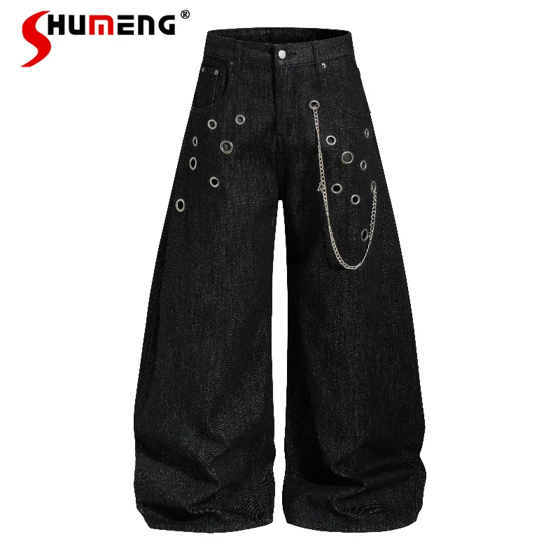 Men's Women's Summer 2026 Fashion Denim Trousers Trendy Detachable Hollow Out Metal Chain Denim Pants Male Wide-Leg Curved Jeans
Men's Women's Summer 2026 Fashion Denim Trousers Trendy Detachable Hollow Out Metal Chain Denim Pants Male Wide-Leg Curved Jeans