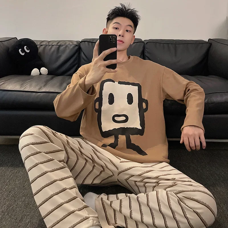 3XL Plus Size Men Pajamas Set Korean Spring Student Sleepwear Cartoon Print Homewear Long Sleeve Tops Pants Nightwear Loungewear
3XL Plus Size Men Pajamas Set Korean Spring Student Sleepwear Cartoon Print Homewear Long Sleeve Tops Pants Nightwear Loungewear