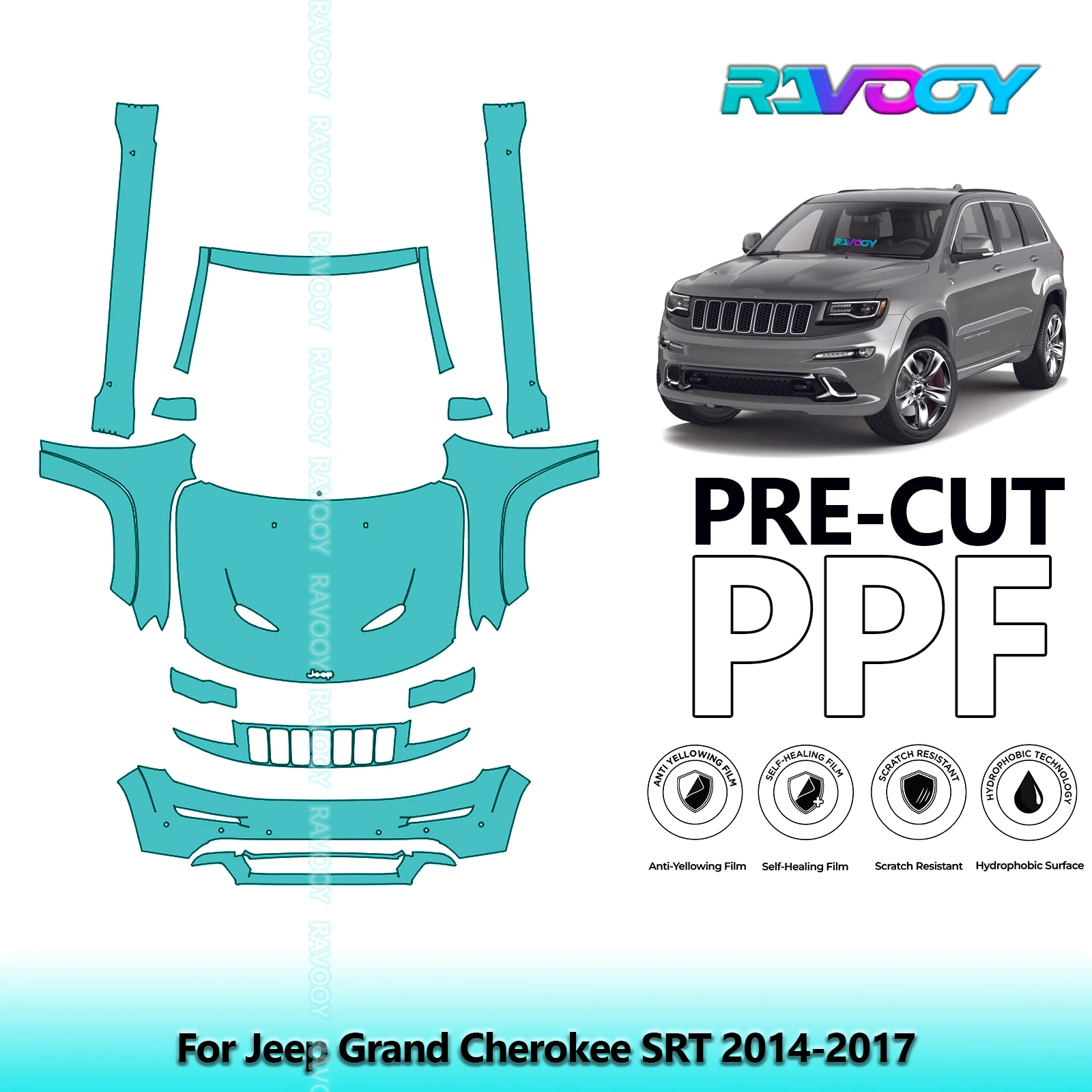 8.5Mil Precut Paint Protection Film PPF Clear Bra Front Kit+Rockers For Jeep Grand Cherokee SRT 2014-2017
8.5Mil Precut Paint Protection Film PPF Clear Bra Front Kit+Rockers For Jeep Grand Cherokee SRT 2014-2017