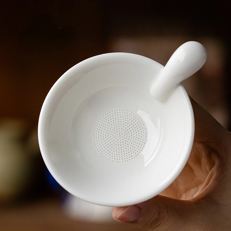Mutton Fat Jade Porcelain Tea Filter White Ceramic Screen Tea Set Accessories Fine Screen Tea Filter with Handle and Base New
Mutton Fat Jade Porcelain Tea Filter White Ceramic Screen Tea Set Accessories Fine Screen Tea Filter with Handle and Base New