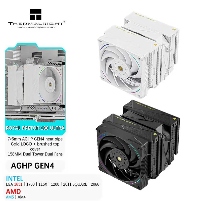 Thermalright ROYAL PRETOR 130 ULTRA 7 Heat Pipe AGHP GEN4.0 Inverse Gravity Heat Pipe CPU Air Cooler supports LGA1851/1700 AM5/4
Thermalright ROYAL PRETOR 130 ULTRA 7 Heat Pipe AGHP GEN4.0 Inverse Gravity Heat Pipe CPU Air Cooler supports LGA1851/1700 AM5/4