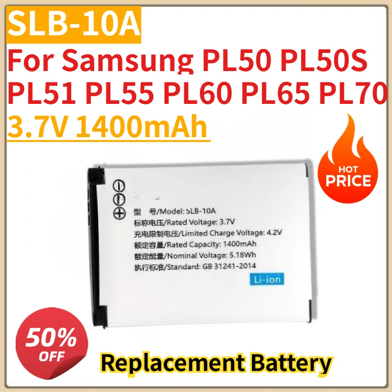 New SLB-10A SLB10A Camera Battery 3.7V 1400mAh for Samsung PL50 PL50S PL51 PL55 PL60 PL65 PL70
New SLB-10A SLB10A Camera Battery 3.7V 1400mAh for Samsung PL50 PL50S PL51 PL55 PL60 PL65 PL70