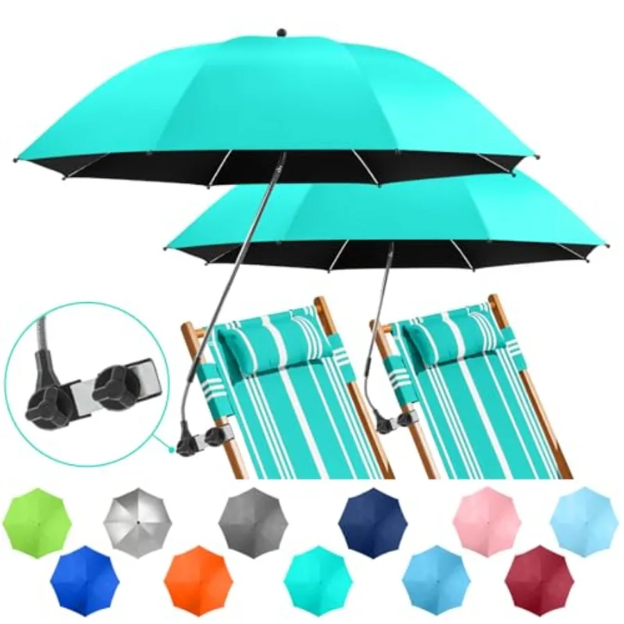 2 PACK Beach Umbrella with Clamp, 360 ° Adjustable Umbrellas for Chair, UPF50+ Umbrella for Beach Chair, Patio Chair, Wheelchai
2 PACK Beach Umbrella with Clamp, 360 ° Adjustable Umbrellas for Chair, UPF50+ Umbrella for Beach Chair, Patio Chair, Wheelchai