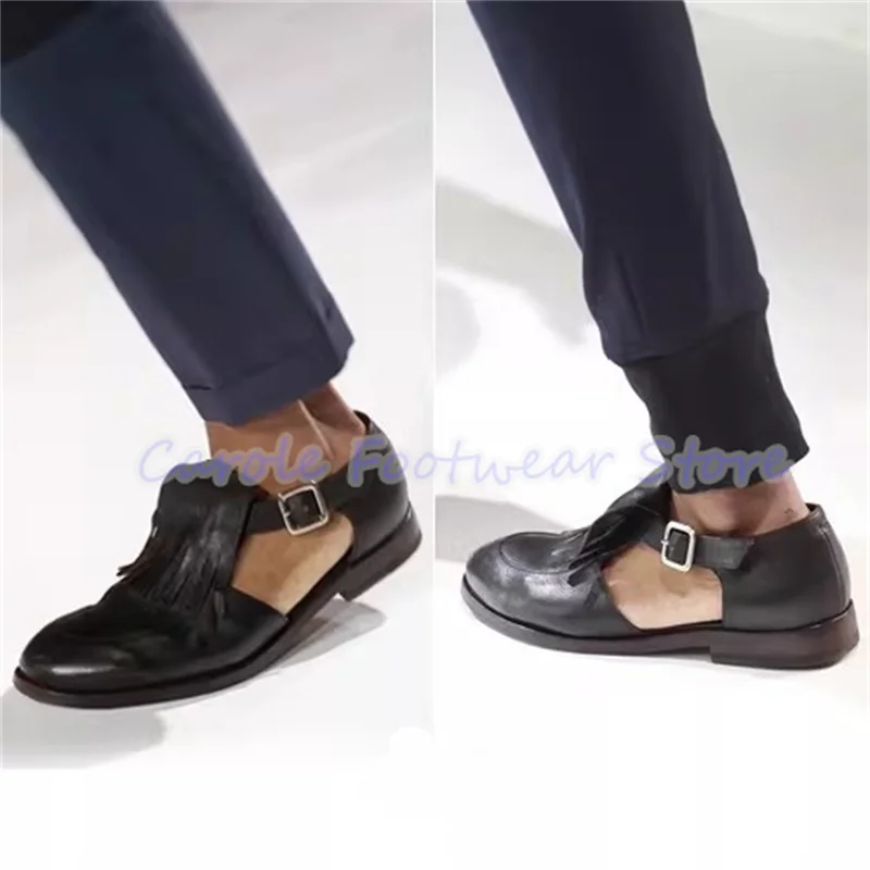 Summer Hollow-Out Tassel Decor Male Sandals Handmade Leather Chunky Heel Buckle Strap Loafers Male Casual Large Size Sandals
Summer Hollow-Out Tassel Decor Male Sandals Handmade Leather Chunky Heel Buckle Strap Loafers Male Casual Large Size Sandals