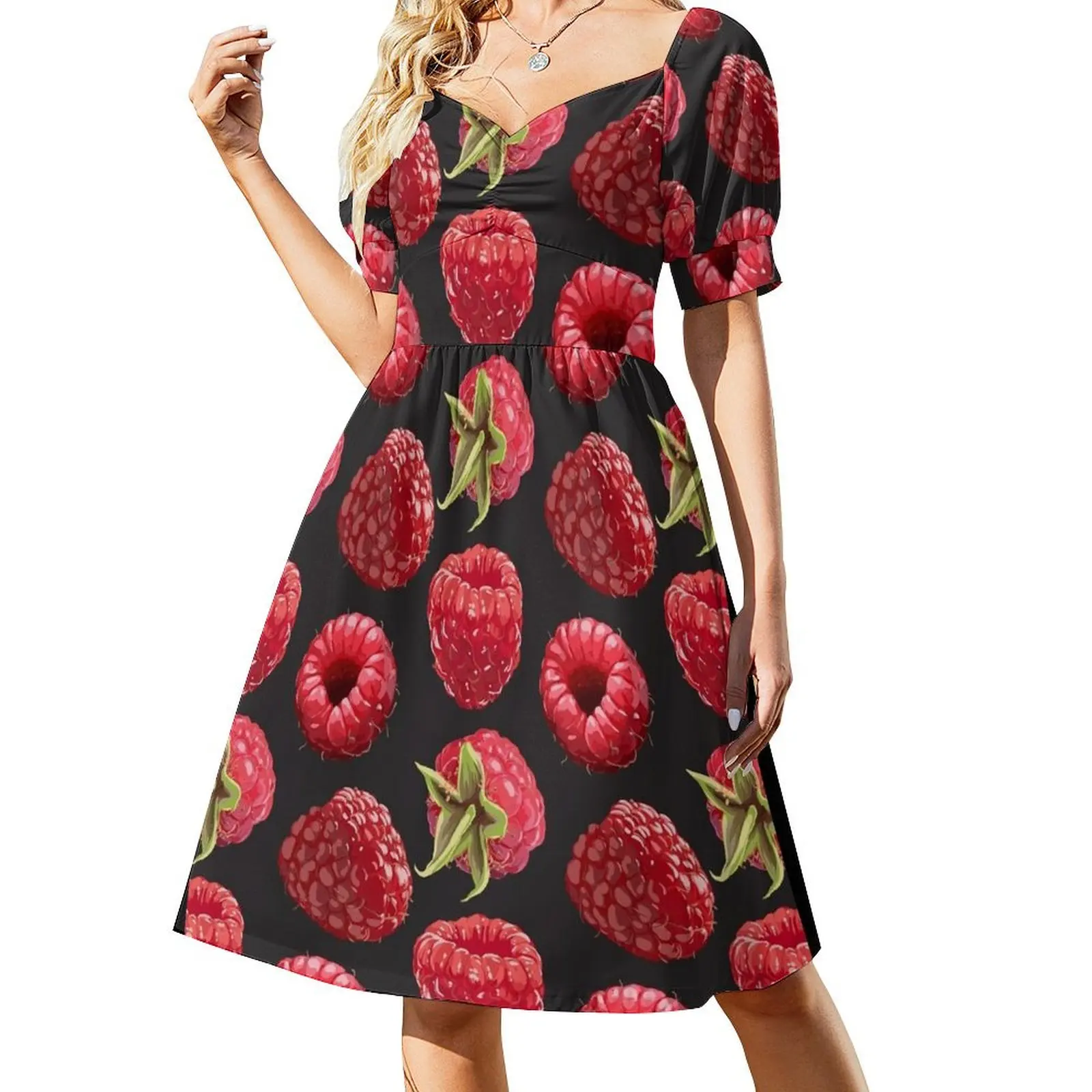 Raspberry Pattern Short-Sleeved Dress Prom gown Women's dresses dress korean style Long dress woman
Raspberry Pattern Short-Sleeved Dress Prom gown Women's dresses dress korean style Long dress woman