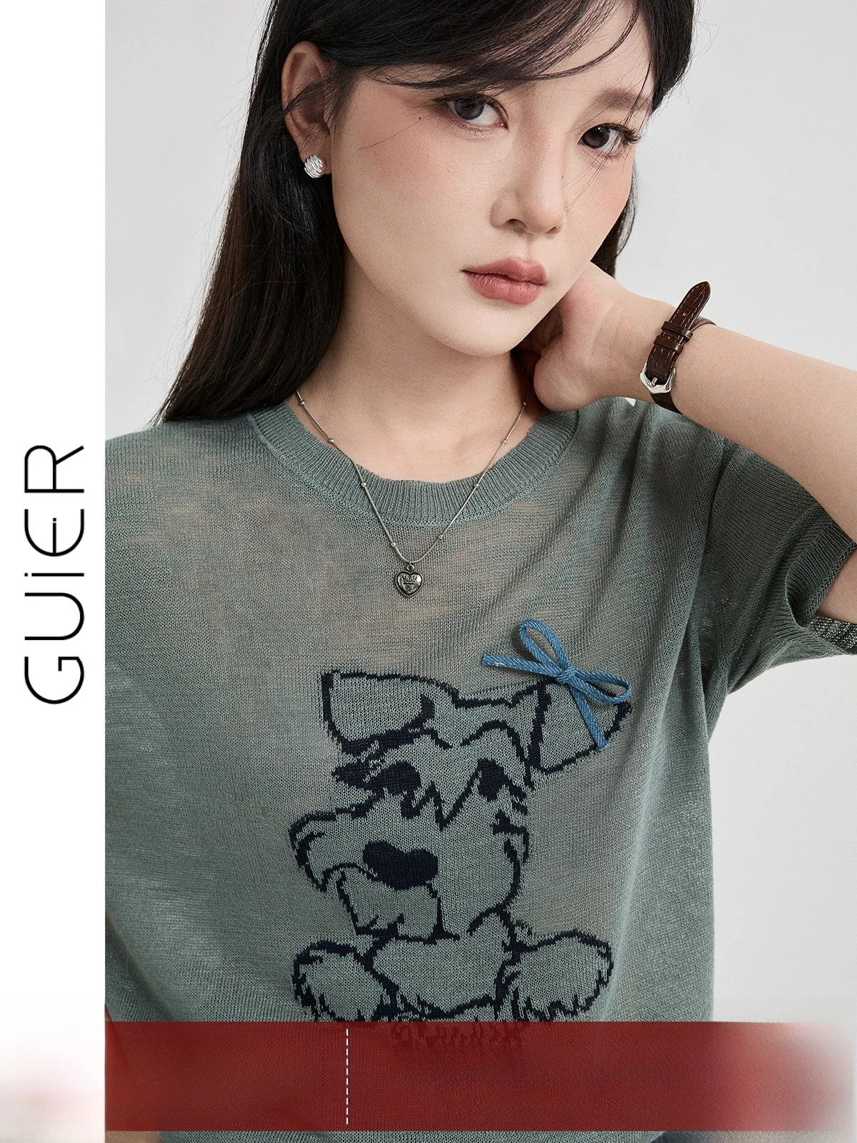Guier Summer 2026 Women's Loose Fit Knitted Top Embroidered Dog Design Versatile Style round Neck Short Sleeve Casual Wear
Guier Summer 2026 Women's Loose Fit Knitted Top Embroidered Dog Design Versatile Style round Neck Short Sleeve Casual Wear