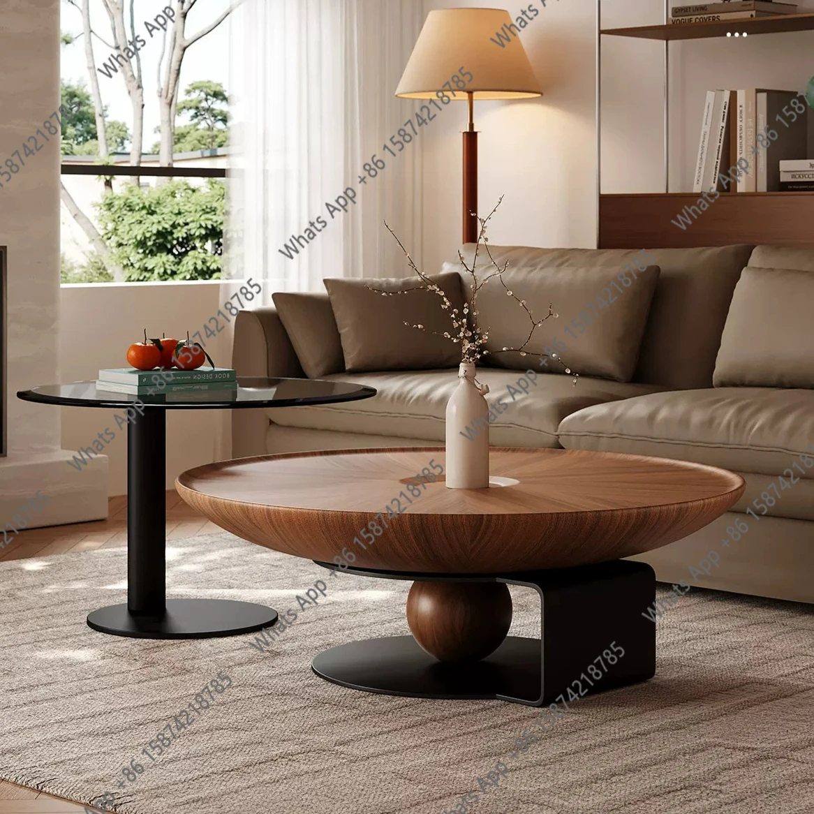 Size round coffee table modern simple living room home retro new medieval walnut tea table
Size round coffee table modern simple living room home retro new medieval walnut tea table