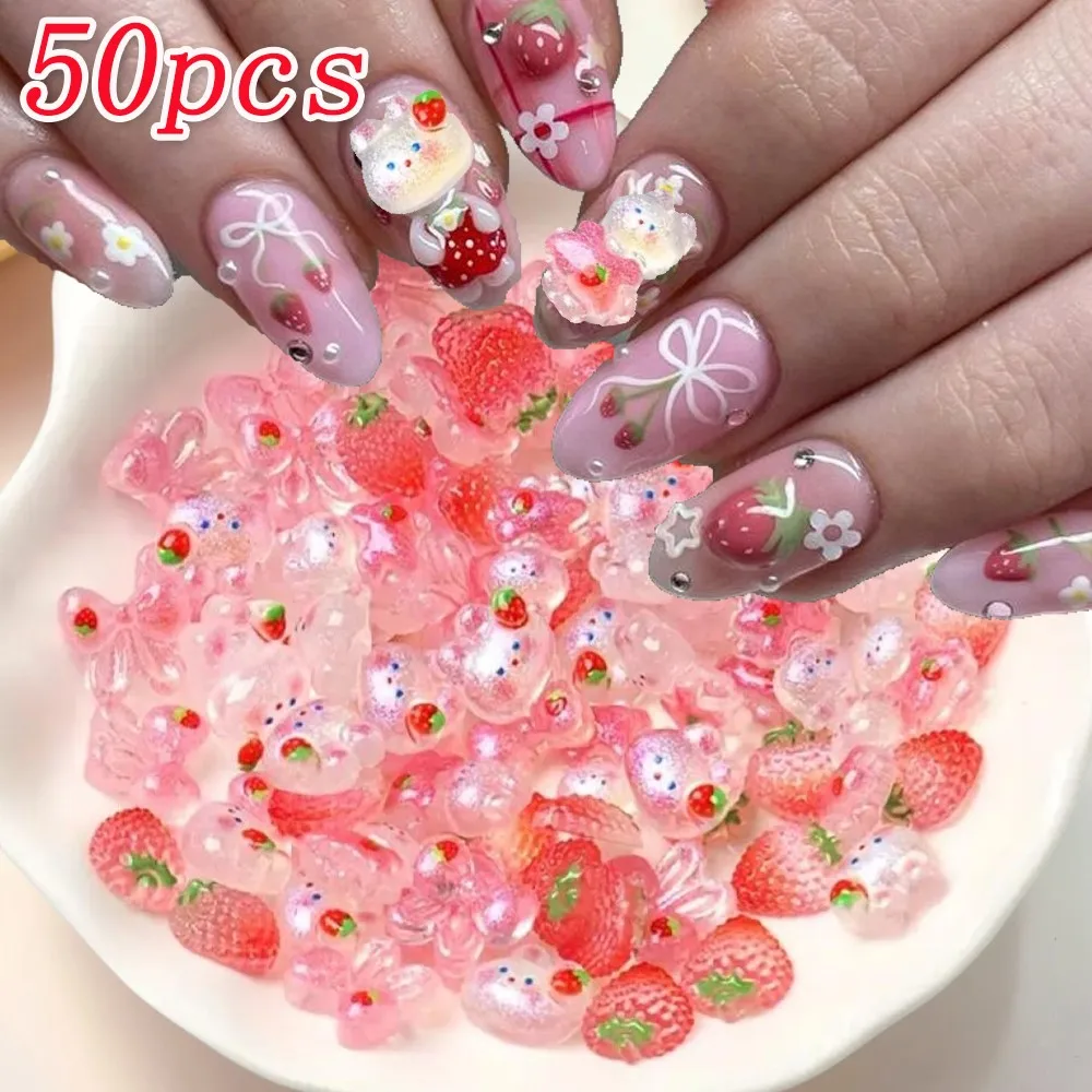 50pcs Mixed Strawberry Rabbit Resin Nail Charms Pink Kawaii Butterfly Bow Bunny Rhinestones Cartoon Animal Manicure Accessories
50pcs Mixed Strawberry Rabbit Resin Nail Charms Pink Kawaii Butterfly Bow Bunny Rhinestones Cartoon Animal Manicure Accessories