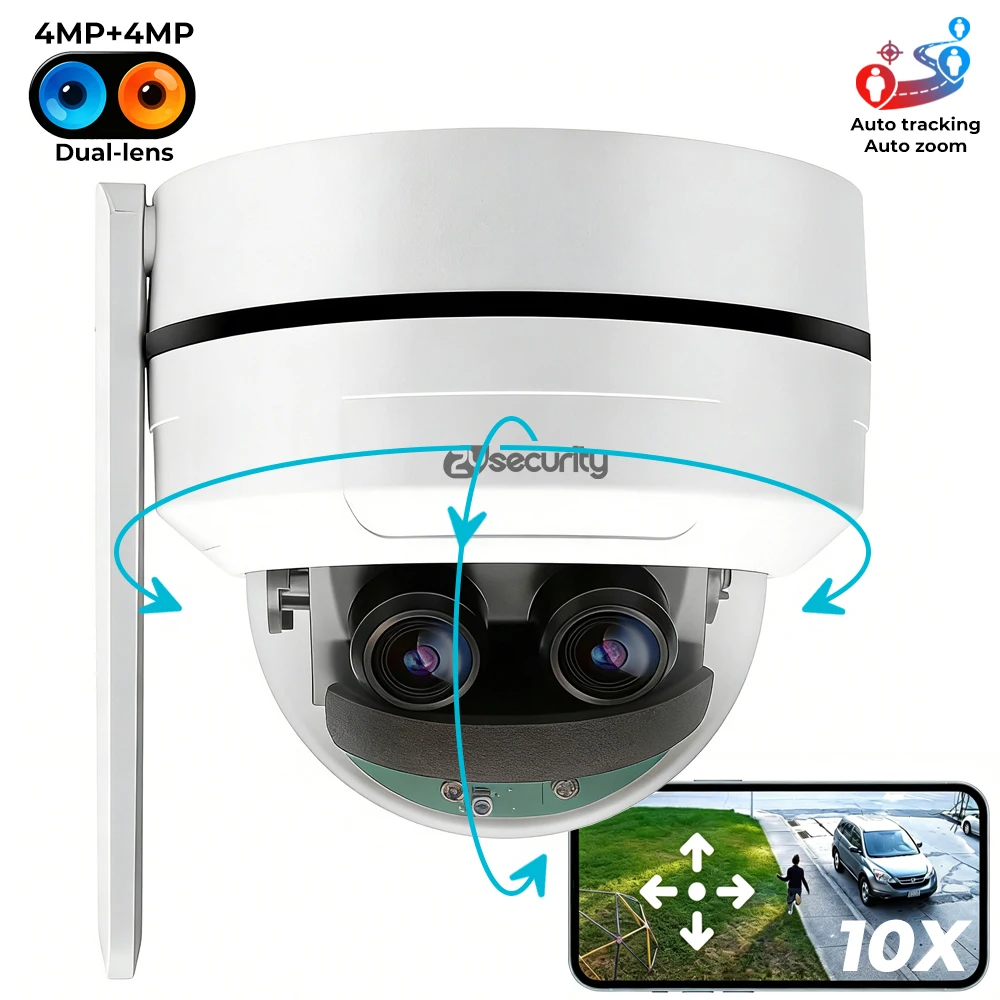 4MP+4MP Dual Lens Optical Zoom Outdoor Dome Camera WiFi Wireless, Auto Zoom Tracking, AI Human Vehicle Detection, 2-Way Audio
4MP+4MP Dual Lens Optical Zoom Outdoor Dome Camera WiFi Wireless, Auto Zoom Tracking, AI Human Vehicle Detection, 2-Way Audio