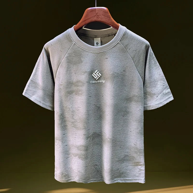 Tie-dye printed embroidery short-sleeved T-shirt for men in summer, thin and loose, half-sleeved top, knit shirt
Tie-dye printed embroidery short-sleeved T-shirt for men in summer, thin and loose, half-sleeved top, knit shirt