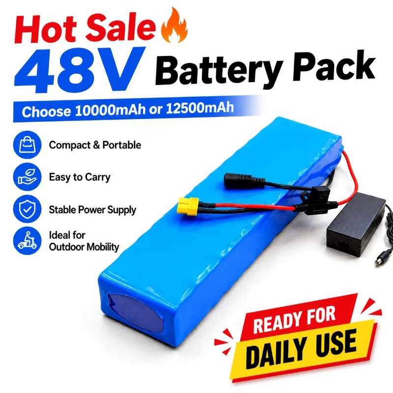 48V 12500mAh 10S2P 18650 Lithium Pack for Electric Scooter Balance Bike Outdoor Power High Capacity Long Runtime Battery Pack
48V 12500mAh 10S2P 18650 Lithium Pack for Electric Scooter Balance Bike Outdoor Power High Capacity Long Runtime Battery Pack
