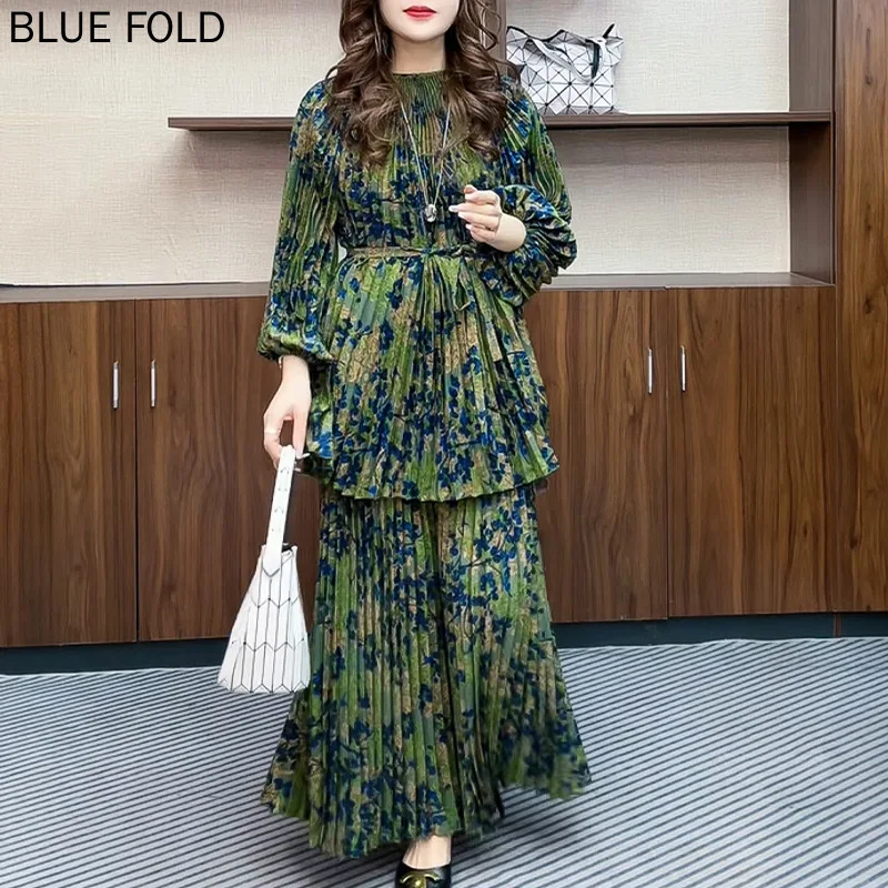 MIYAKE PLEATS Women's Chinese Style Two-Piece Set Long Skirt And Top Temperament Printed Waist Commuter Suit for Women
MIYAKE PLEATS Women's Chinese Style Two-Piece Set Long Skirt And Top Temperament Printed Waist Commuter Suit for Women