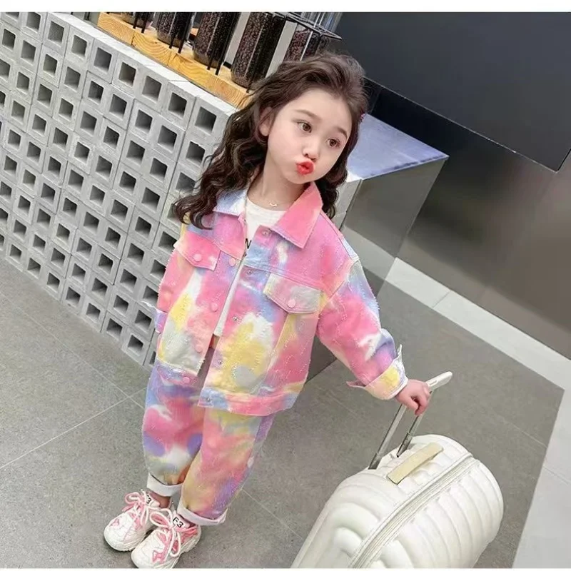 Rainbow Tie-dye Denim Jacket+Pants 2Pcs for Kids Girls Long Sleeve Single-breasted Coats Jeans Spring Fall Children Clothes Sets
Rainbow Tie-dye Denim Jacket+Pants 2Pcs for Kids Girls Long Sleeve Single-breasted Coats Jeans Spring Fall Children Clothes Sets