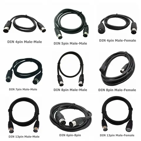 Cable MIDI Female Audio Din 8 Pin 4PIN 5PIN 6PIN 7PIN 8Pin 13pin MIDI Male-Male Female Speaker Signal Surveillance Automotive Computers Audio Cable