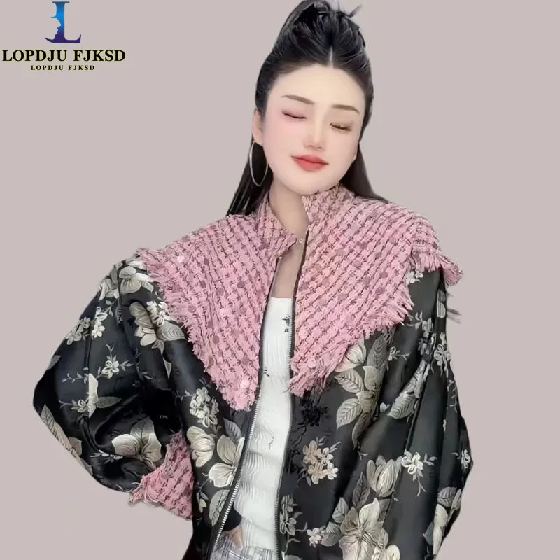 Women's Sequins Jacket,Spliced Outerwear,O-Neck Loose Tops,Print Coats,Female Clothing,Autumn,Winter, New,2025
Women's Sequins Jacket,Spliced Outerwear,O-Neck Loose Tops,Print Coats,Female Clothing,Autumn,Winter, New,2025