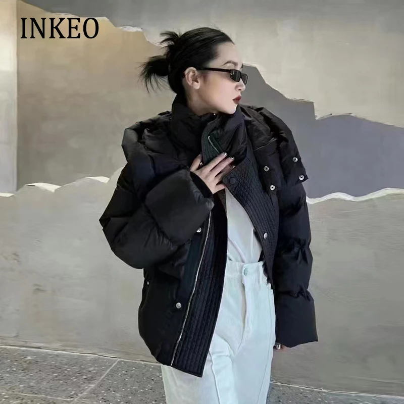Casual Women Hooded short down jacket Turtleneck Outerwear Solid 2022 Winter Thickened Fluffy Puffer coat Elegant INKEO 2O168
Casual Women Hooded short down jacket Turtleneck Outerwear Solid 2022 Winter Thickened Fluffy Puffer coat Elegant INKEO 2O168