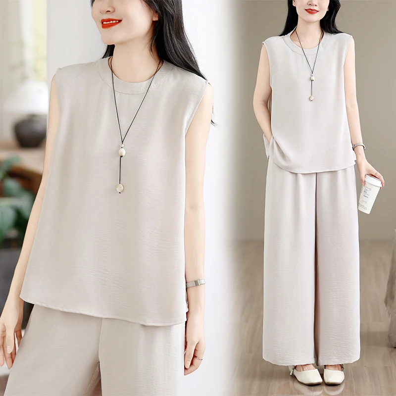 plus Size Women's Fashion Cotton Linen Wide Leg Pants Two Piece Set Summer New Arrival Mom's Clothing Comfortable Artistic Style
plus Size Women's Fashion Cotton Linen Wide Leg Pants Two Piece Set Summer New Arrival Mom's Clothing Comfortable Artistic Style