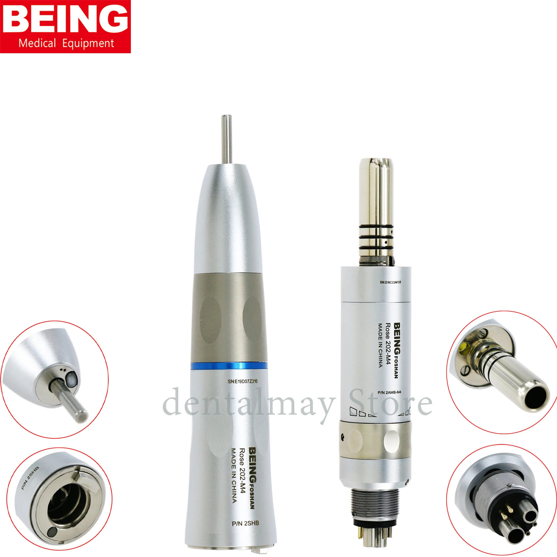 BEING Dental Low Speed Handpiece 1:1 E-type Implant Straight Cone Fiber Optic Air Motor Inner Water spray system 202SHB 202AMB-M
BEING Dental Low Speed Handpiece 1:1 E-type Implant Straight Cone Fiber Optic Air Motor Inner Water spray system 202SHB 202AMB-M