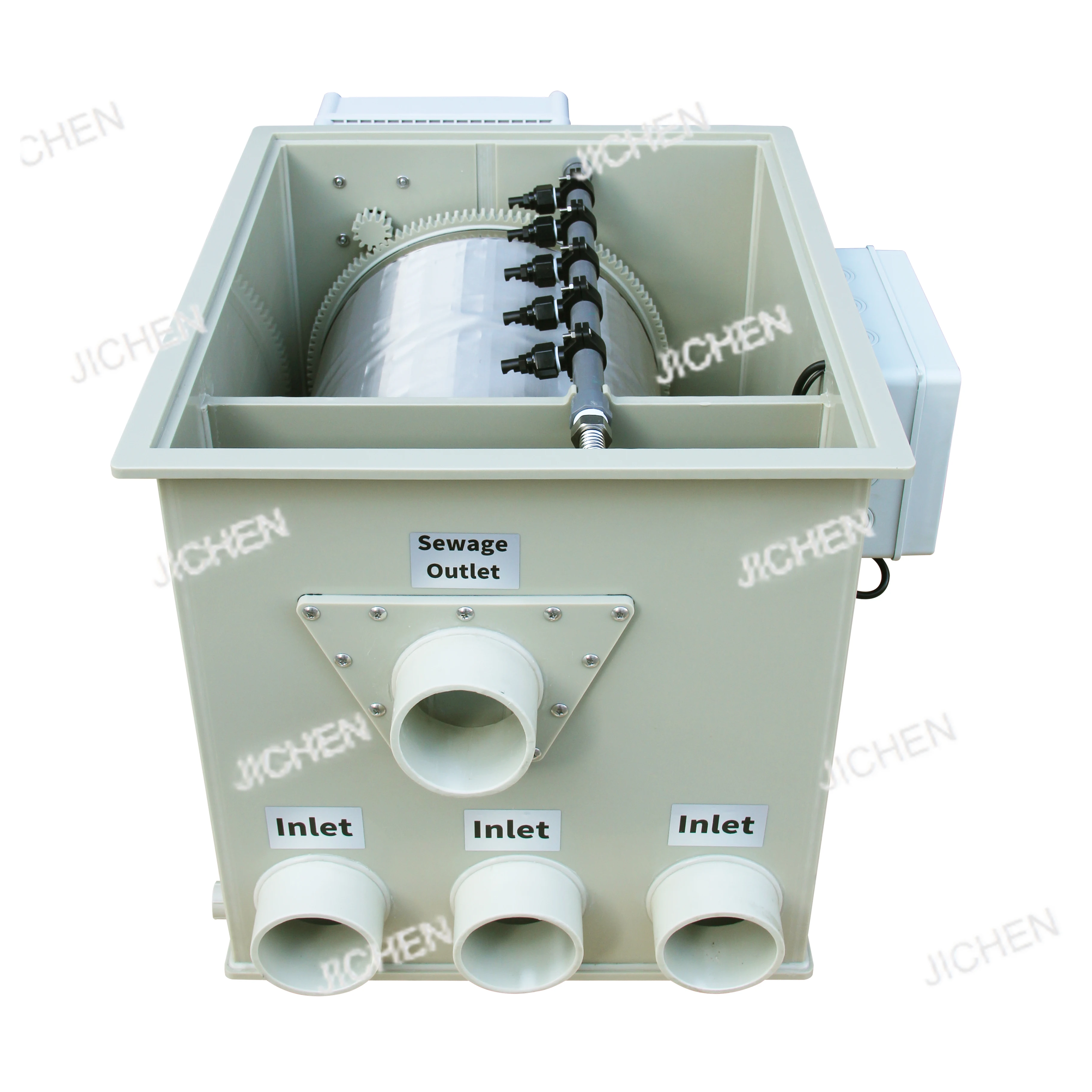 RDF-25 gravity feed 25 T/hr 6600 GPH rotary drum filter for fish pond
RDF-25 gravity feed 25 T/hr 6600 GPH rotary drum filter for fish pond
