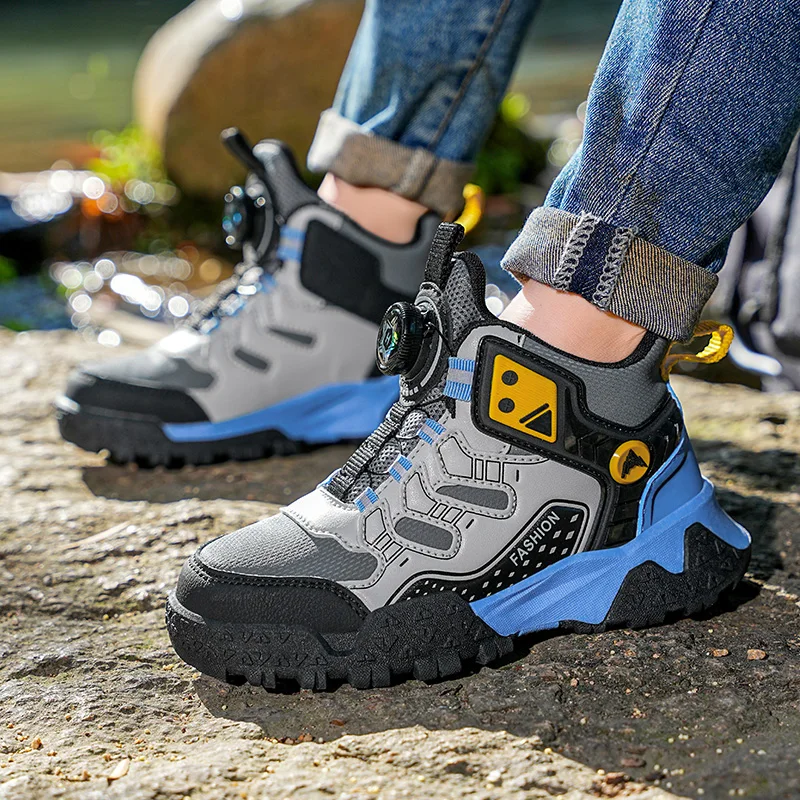 Autumn High Top Child Hiking Shoes Rotary Buckle Platform Climbing Sneakers Kids Trainers Outdoor Sports Camping Shoes For Boys
Autumn High Top Child Hiking Shoes Rotary Buckle Platform Climbing Sneakers Kids Trainers Outdoor Sports Camping Shoes For Boys
