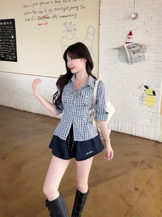 plus Size Women's Retro Plaid Shirt Summer New Style High Waist Bodycon Skirt Short Sleeve Turn-down Collar Business Com...
plus Size Women's Retro Plaid Shirt Summer New Style High Waist Bodycon Skirt Short Sleeve Turn-down Collar Business Com...