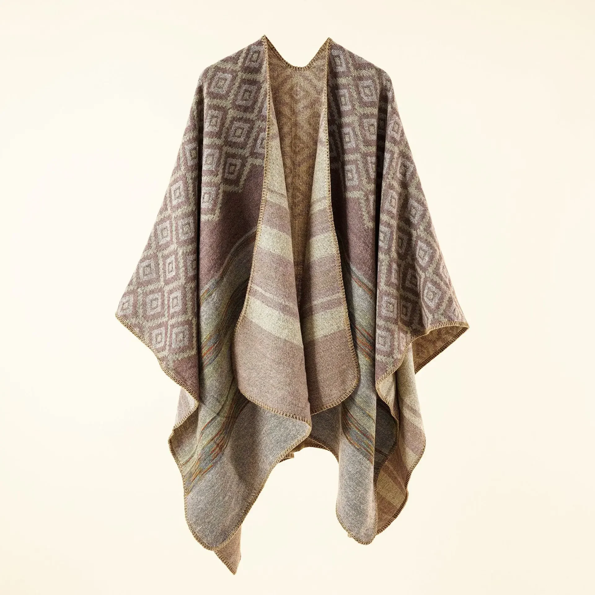 2025 Autumn Winter New Geometric Stripe Pattern Imitation Cashmere Warm Casual Women Shawl Poncho Capes Lady Coat Khaki
2025 Autumn Winter New Geometric Stripe Pattern Imitation Cashmere Warm Casual Women Shawl Poncho Capes Lady Coat Khaki
