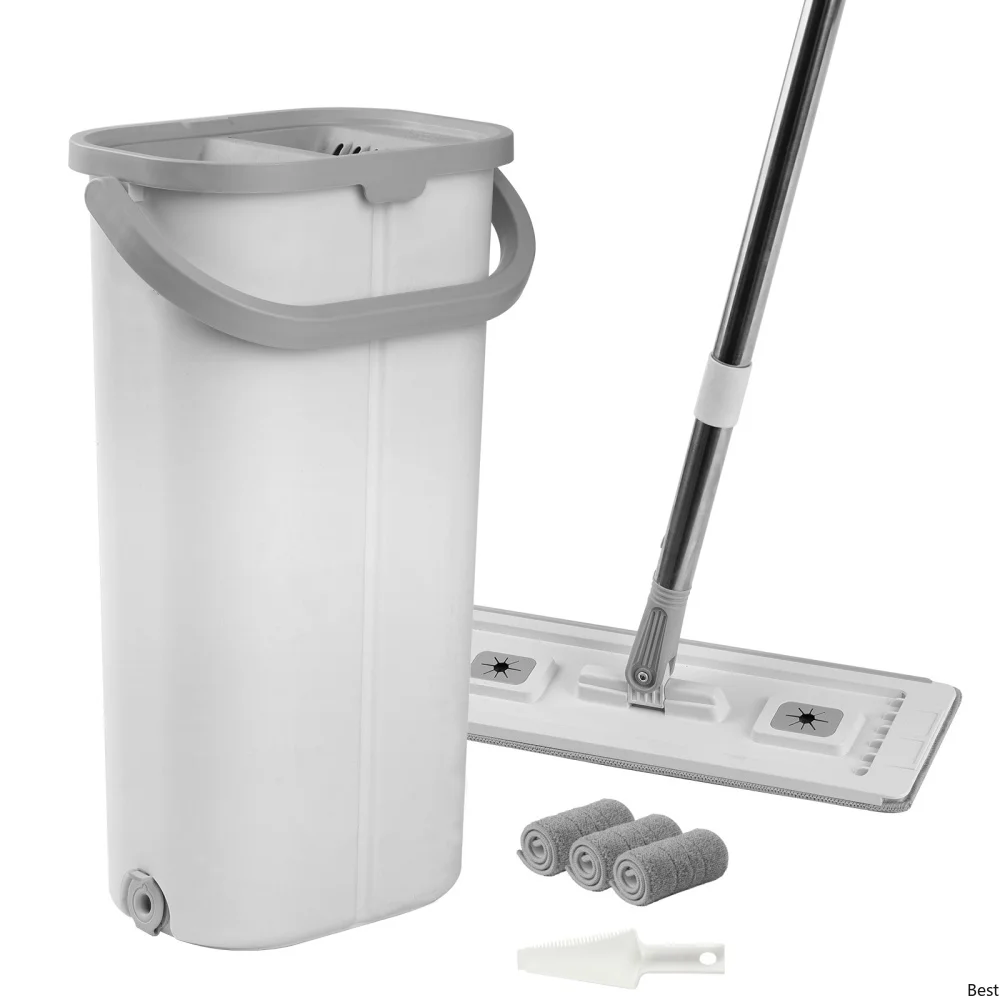 Mop and Bucket with Wringer Set, Wet & Dry Use, Flat Mop and Bucket System with 3 Washable Microfiber Pads, Flat Mop with Stainless Steel Handle, Mop Bucket Set for Hardwood Tile Vinyl
Mop and Bucket with Wringer Set, Wet & Dry Use, Flat Mop and Bucket System with 3 Washable Microfiber Pads, Flat Mop with Stainless Steel Handle, Mop Bucket Set for Hardwood Tile Vinyl